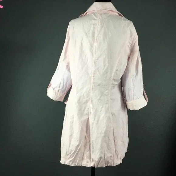 Tribal Jacket Womens 6 Pink Snap Front Roll Tab Sleeves Ruffle Pockets - Picture 2 of 13